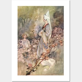Vintage Girl in Rose Garden by Charles Robinson Posters and Art